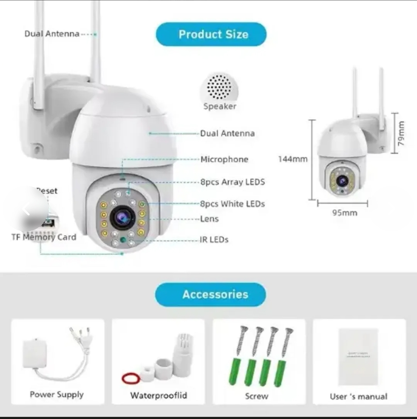 Cámara Domo Seguridad WiFi Full Smart IP66