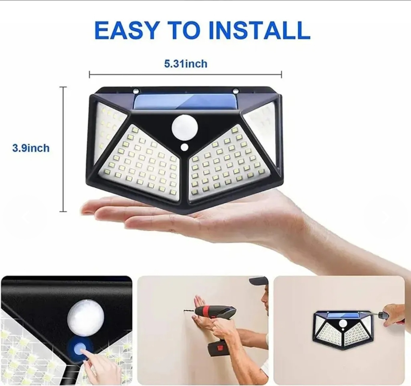 Lampara Solar Jortan Wall Lamp 100 LED