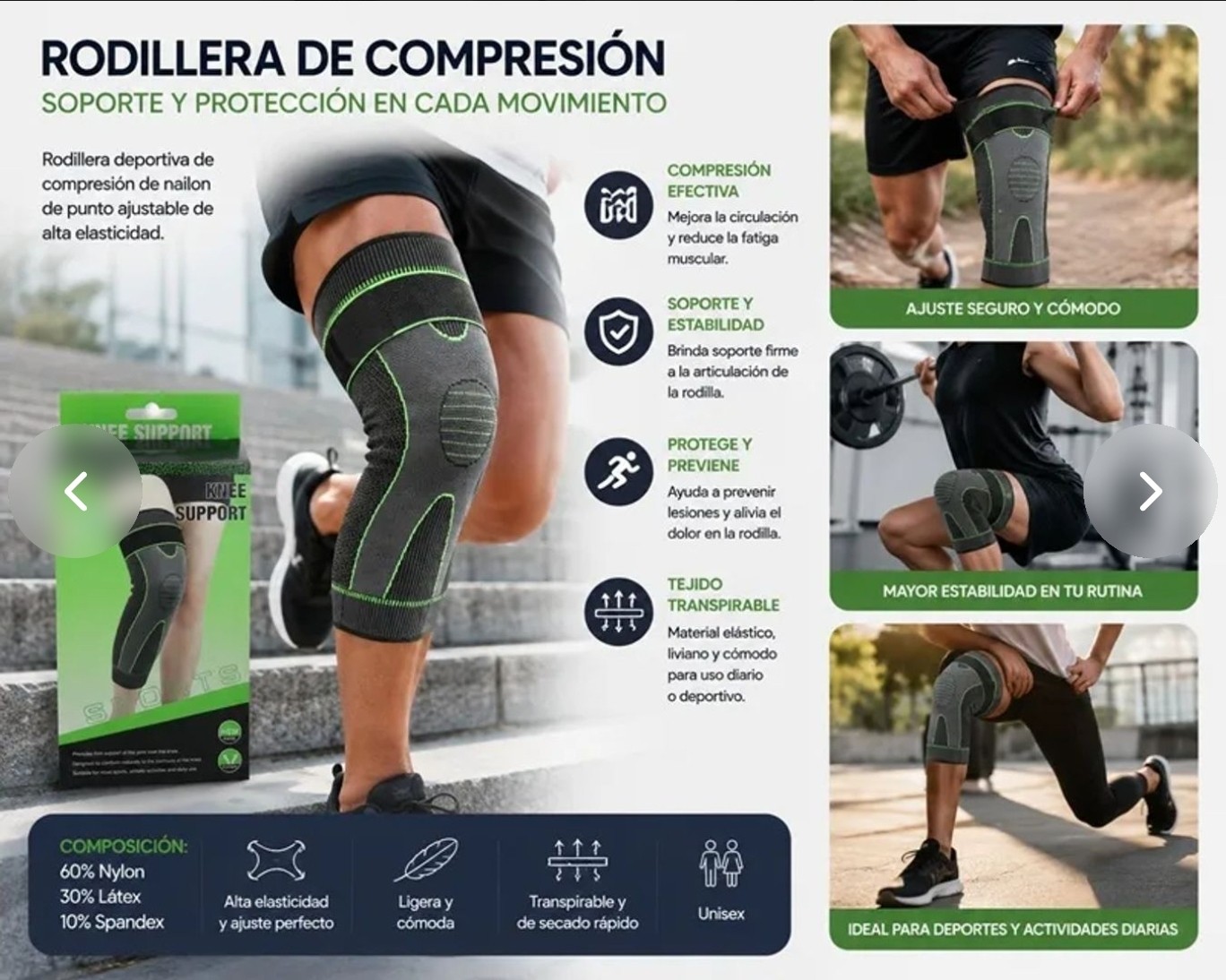 Rodillera Ajustable de Compresion Knee Support